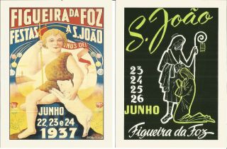 4 Portugal Gabriel Gracio Postcards Numbers 5 - 8 Figueira Da Foz Cartazes P1363