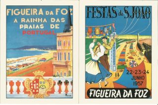 4 Portugal Gabriel Gracio Postcards Numbers 1 - 4 Figueira Da Foz Cartazes P1362