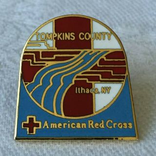 American Red Cross Pin Tomkins Co Ithaca Ny Chapter Finger Lakes Lapel Pin
