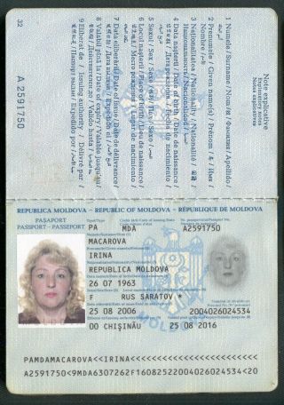 Republic Moldova International Travel Document Many Visas Canseled