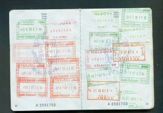 Republic MOLDOVA International Travel Document Many Visas Canseled 2