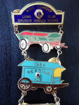 Vtg Lions Club Pin Bern Township Gruber Wagon 1980s 2