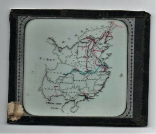 1900s China Railroad Map Glass Lantern Slide Photo