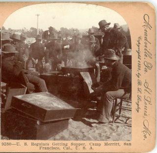 Spanish American War,  U.  S.  Regulars Supper,  Camp Merritt - - Keystone 9380 C.  1898