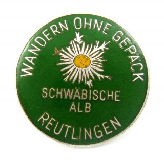 Hiking Without Luggage Reutlingen Swabian Alb Tourist Souvenir Lapel Pin Badge