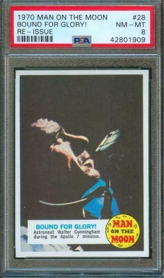 1970 Topps Man On The Moon Trading Card Walter Cunningham 28 Psa 8