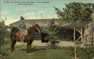 Cowboy Artist Charles M Russell On Horse At Home Great Falls Mt Postcard
