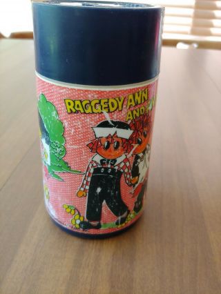 Vtg 1973 Raggedy Ann And Andy Aladdin Thermos Bottle With Cup Top No Lunchbox