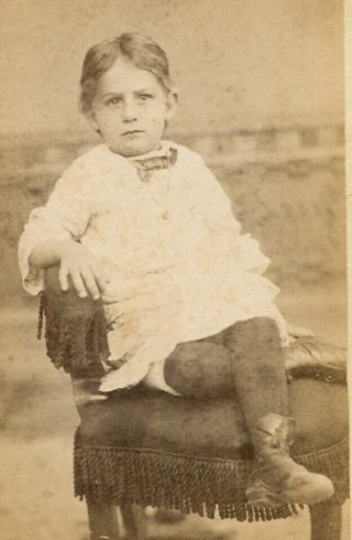 Antique Photo Cdv Cute Little Boy In Dress Backstamp Fashion By Pentz York Pa