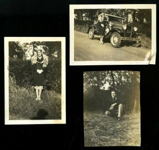 Vintage Photos Pretty Flapper Girl In Fur Coat Handsome Boyfriend 1930 - 31