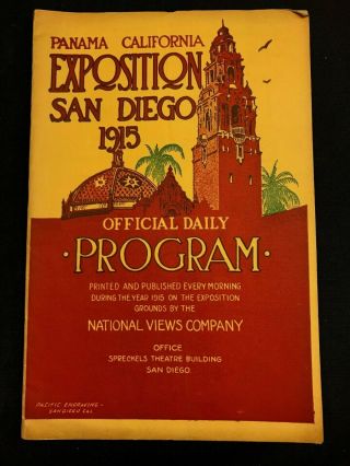 1915 Panama California Exposition San Diego Official Daily Program