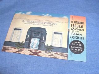 Es187 - Vintage Linen Florida Ad Card - St.  Petersburg Federal Savings & Loan