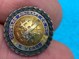 Douglas Aircraft Co.  Inc.  5 Year Service Award Pin.  1/10 12k Gold.