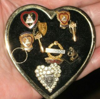 Loyal Order Of The Moose Lodge Wotm Women Member Pins Charm Rare Heart 30 Yr
