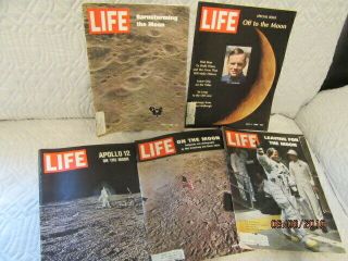 Life Magazines 1969 Moon June 6,  July 4,  July 25,  August 8,  December 12