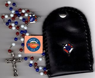 Knights Of Columbus - Black Pouch,  Red White Blue Rosary 3rd Degree