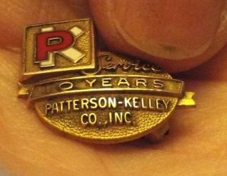 10K GOLD Patterson - Kelley SERVICE PIN10 YEARS VINTAGE 1/10 LGB GOLD RARE 4