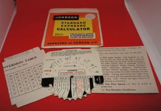 Vintage Johnson Standard Exposure Calculator - & Instructions