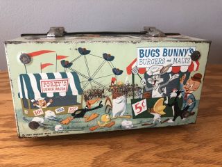 Vintage 1959 Porky ' s Lunch Wagon Bugs Bunny Daffy Thermos Lunch Box Loony Tunes 6