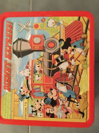 Vintage 1979 Walt Disney Express Metal Lunch Box With Thermos