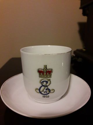 1902 King Edward Vii Coronation Cup And Saucer,  Silhouette In Base