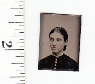 Civil War Era Miniature Gem Tintype Photo.  Pretty Young Woman.  533w