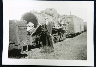 Vtg 1930s Railroad PHOTO Snapshots Denver Rio Grande Western 320 Wreck Crash 3