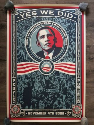 Shepard Fairey Barack Obama Poster “yes We Did” November 4th 2008 24in X 36in