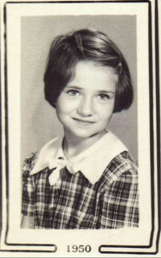 Vintage Old 1950 Photo Of A Sweet Little School Girl Class Picture Plaid Dress