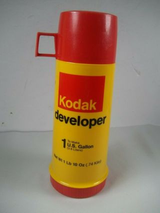Vintage Plastic 9 " Pint Size Kodak Film Developer Work Coffee Thermos W/wear