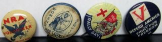 World War Ii Era Pin Back Buttons Nra Womens Service War Savings 100 Rally Day