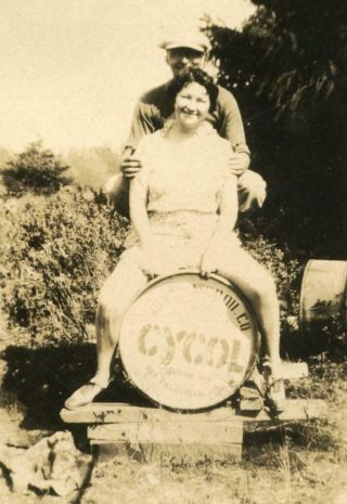 G332 Vintage Photo Cycol Oil Co Barrel Fun,  California,  Early 1900 