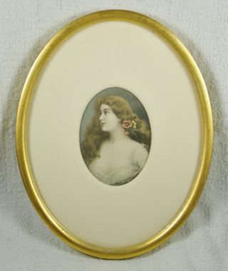 19thc Oval Frame With Color Added Portrait Photograph - Signed L.  C.  Harpel