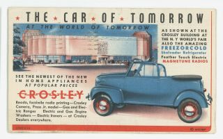 The Car Of Tomorrow Crosley Advertising 1939 York World 