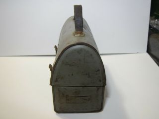Vintage American Thermos Bottle Co Gray Metal Workman ' s Lunch Box Dome Top USA 3