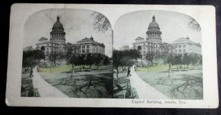 1905 Stereoview Card Of The Capitol Building Austin Texas