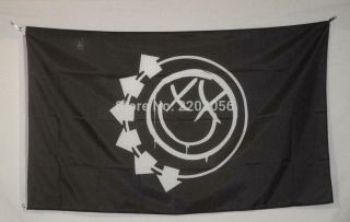 Blink - 182 Logo Emblem Black Flag Large 3x5 Banner 100d Polyester
