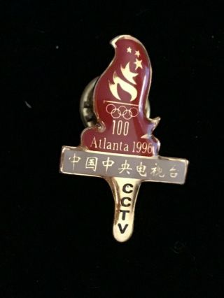 1996 Atlanta Olympics China Tv Media Olympic Pin Red Cctv