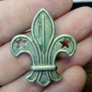 Old 1900s Uk English Boy Scouts Fleur De Lis Military Badge Pin