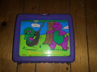 Vintage 1992 Barney The Dinosaur Baby Bop Lunchbox Purple By Thermos - 90s