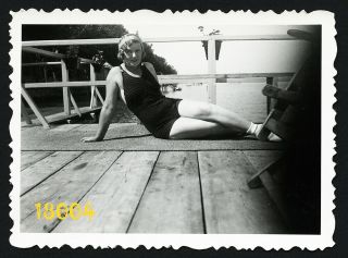 Pretty Woman In Swimsuit,  Lake Balaton,  Vintage Photograph,  1930’s Hungary