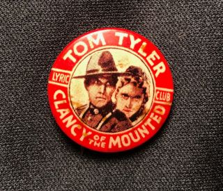 Tom Tyler Clancy Of The Mounted Rare 1933 Movie Serial Button Issued In Australi