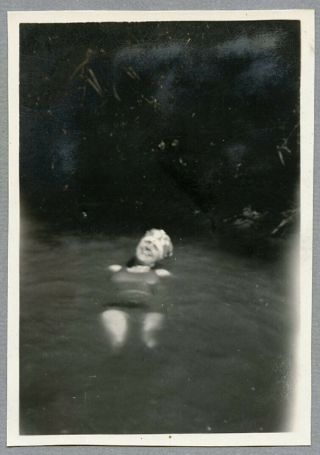 518 In The Swimming Hole,  Swim Cap Woman,  Vintage 1928 Photo