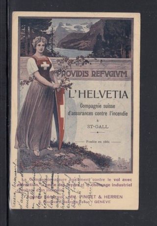 Advertising Postcard Poster Art Swiss Fire Insurance Company 1916