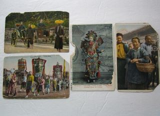 (4) Early Chinatown San Francisco Ca & Peking & Hong Kong China Postcards Hj5606
