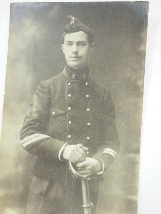Wwi Belgian Or French Soldier Posing For His Portrait Rppc Real Photo Postcard