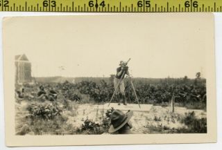 Vintage 1926 Photo / Fort Bragg Nc - Army Balloon Observer - Machine Gun Tripod?