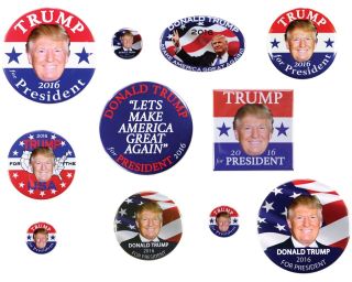 2016 Donald Trump For President Campaign Button / Magnet,  11 Piece Set