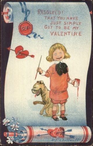 Rf Outcault Buster Brown Tuck Valentine Purple Border Series Postcard 4
