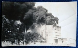 Vtg 1920s 1930s Dyer Rppc Real Photo Azo Postcard Oberlin Kansas Mill Fire